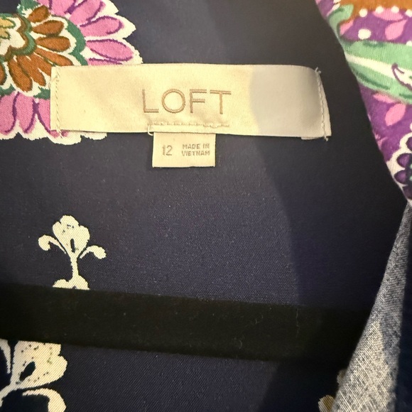 LOFT, midi navy blue dress. Size 12. - Picture 4 of 4